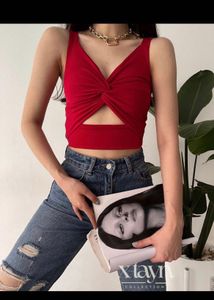 DATE PERFECT Red Cut out Sexy Chic Top
