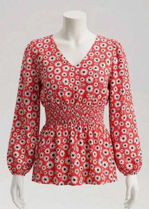 Floral Smocked Waist Blouse