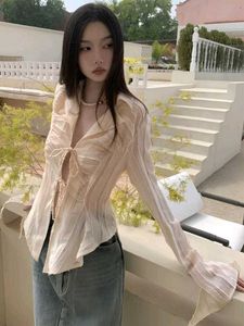 .𖥔 ݁ ˖Textured Lace-Up Blouse ⭐