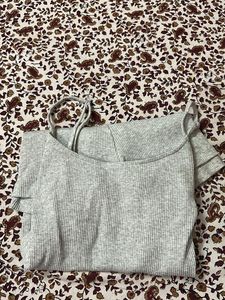 Gray Ribbed Romper