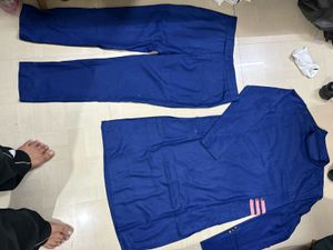 Blue Kurta Set with Pink Stripes