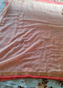 new Elegant Peach &amp; Cream Saree with blouse piece
