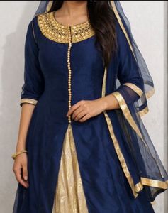 Elegant Blue & Gold Kurta Set