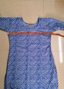 Blue Striped Crepe Kurta