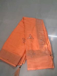 Elegant Peach Saree with Embellishments