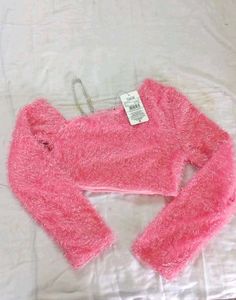 Fluffy Pink Crop Top