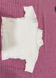 White Ribbed Cropped Top