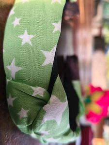 Star Print Headband with Flower Accent