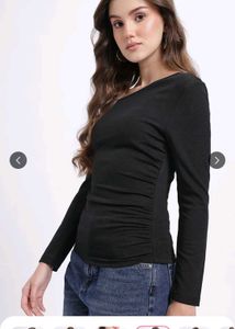 Black One-Shoulder Long Sleeve Top