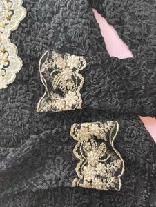 Black Embellished Neckline Top