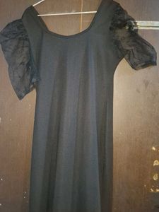 Black Puff Sleeve Mini Dress