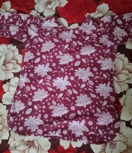 Maroon Floral Print Top