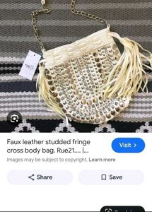 White Studded Fringe Crossbody Bag
