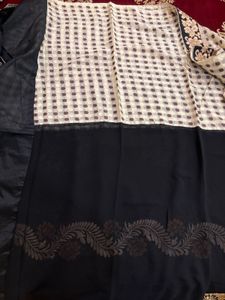 Elegant Black Embroidered Saree