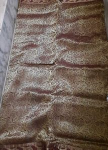 Elegant Gold &amp; Red &amp; Brown Cotton  Benarasi Sari