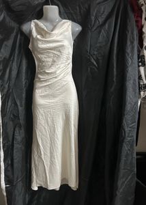 Elegant Satin Cowl Neck Dress
