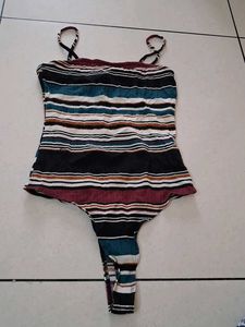 S Striped Bodysuit Top