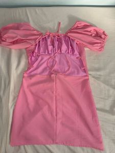 Custom made Pink Puff Sleeve Mini Dress