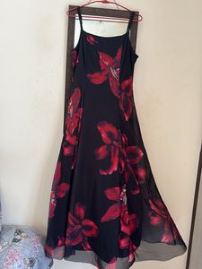 Savana Elegant Black Floral Print Dress