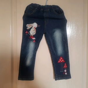 Girls jeans with cute patchwork