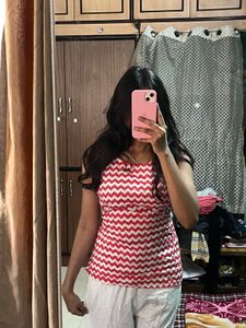Red &amp; White Chevron Top