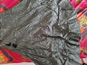 Olive Green Mirror Work Lehenga