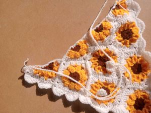Crocheted Sunflower hair bandana