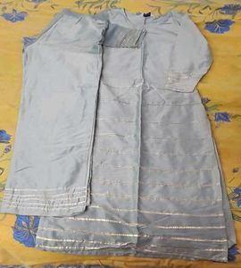 Elegant Grey Kurta Set with Trouser