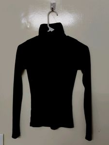 Black Solid Long Sleeve Turtle Neck Office wear T