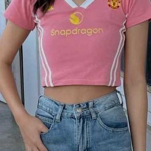 Pink Cropped Graphic Tee