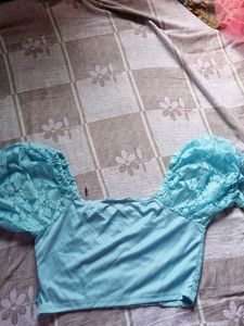 Blue Net Top Women