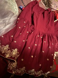 Red Embroidered sharara Set