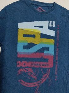 US POLO ASSN BLUE GRAPHIC PRINT T-SHIRT