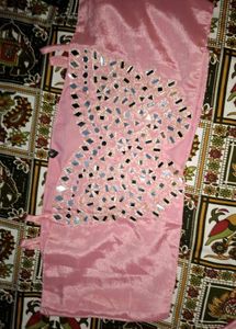 Pink Mirror Work Kurta with Palazzo Pants