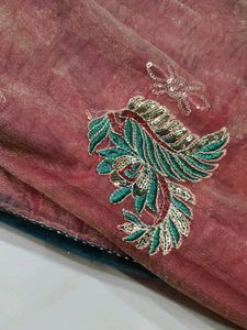 Beautiful Teal and Maroon Saree