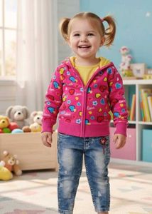 Cute Kids Pink Jacket & Jeans Set