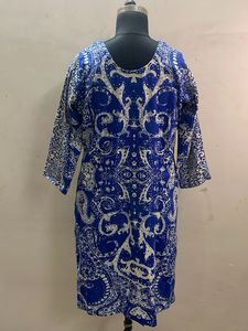 Vibrant Blue Floral Print Kurta