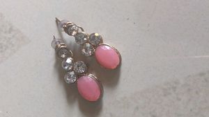 Elegant Pink &amp; Crystal Earrings