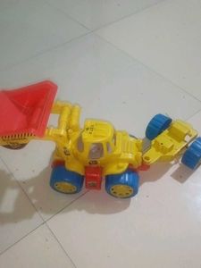 Yellow Toy Bulldozer with Trailer