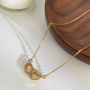 Double Heart Pendant Necklace