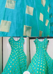 Green &amp; Gold Square Pattern Dress