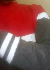 Unused Red And Gray Color Sweater.