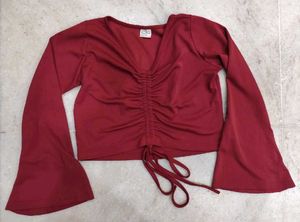 Chic Ruched Long-Sleeve Crop Top