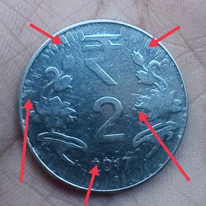 Extra Metal Error 2 Rupees Coin 🪙 on one side