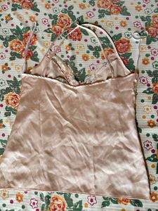 Lace Trim Satin Cami Top