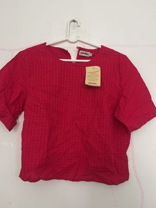 Bright Red Textured Cropped Top