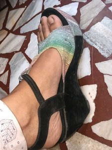 Sparkly Rainbow Wedge Sandals