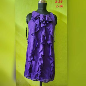 Purple Ruffle Mini Dress