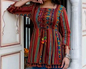Vibrant Striped Peplum Kurta