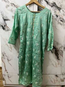 Elegant Mint Green Embroidered Kurta and pant